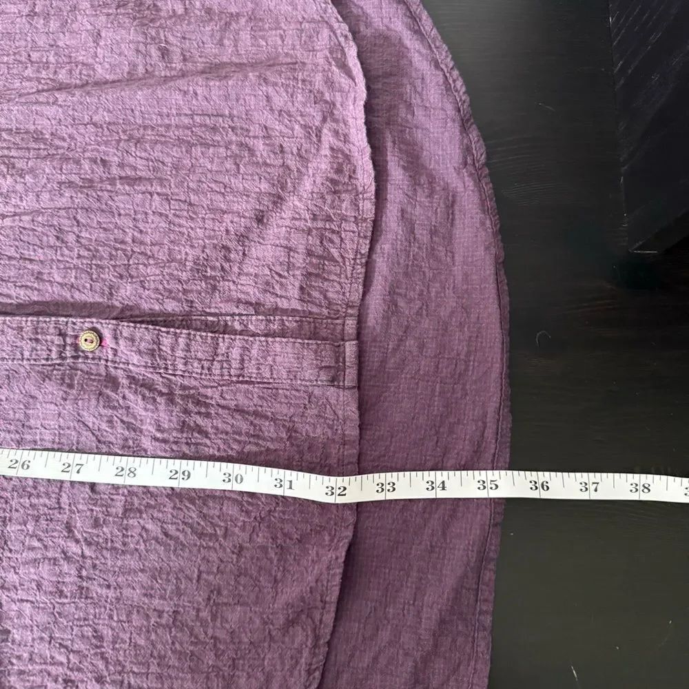 Free People Love Her Madly Shirt Sz M Purple Oversized Button Up Puckered Boho - Picture 11 of 11